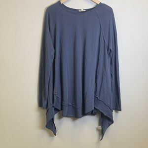 easel Slate Blue Long Sleeve Asymmetrical Tunic